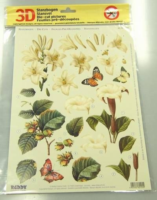 3D Stanzbogen Lilien, Haselnuss, Stechapfel
