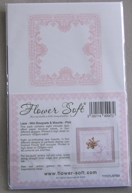 Kartenaufleger Set zu je 8 Blumentütchen und Rahmen rosa