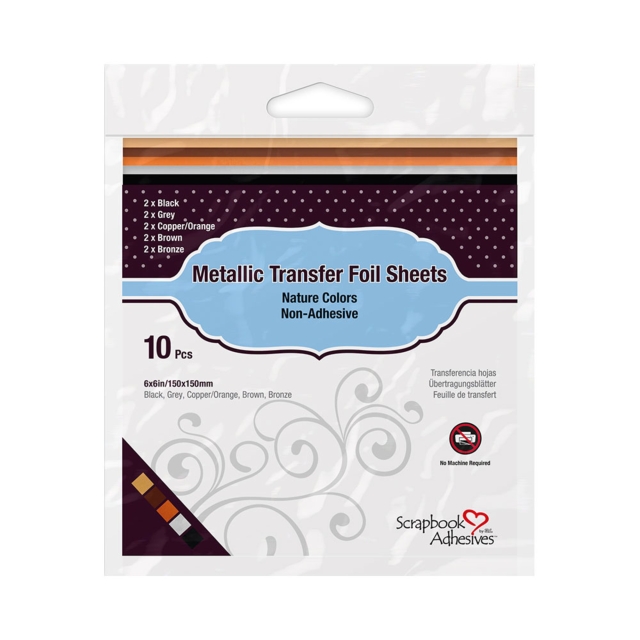 Scrapbook Adhesives Metallic Transfer Foil Sheets 6 x 6 Inch Nature Colors