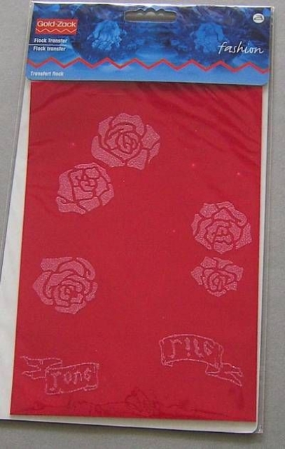 GOLDZACK Flocktransfer Blumen rot 20 x 13 cm