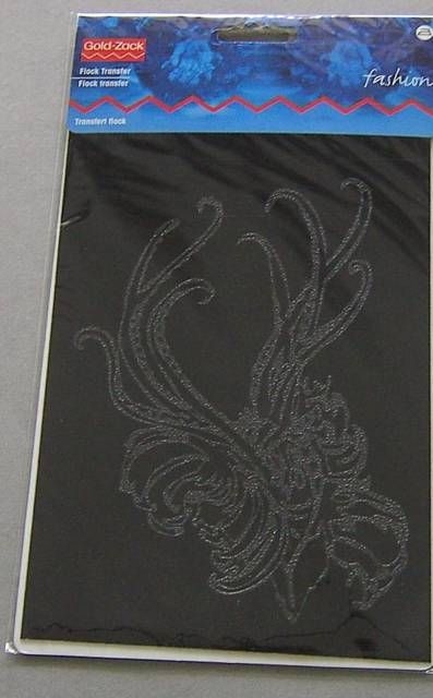 GOLDZACK Flocktransfer Blumenranke schwarz 20 x 13 cm