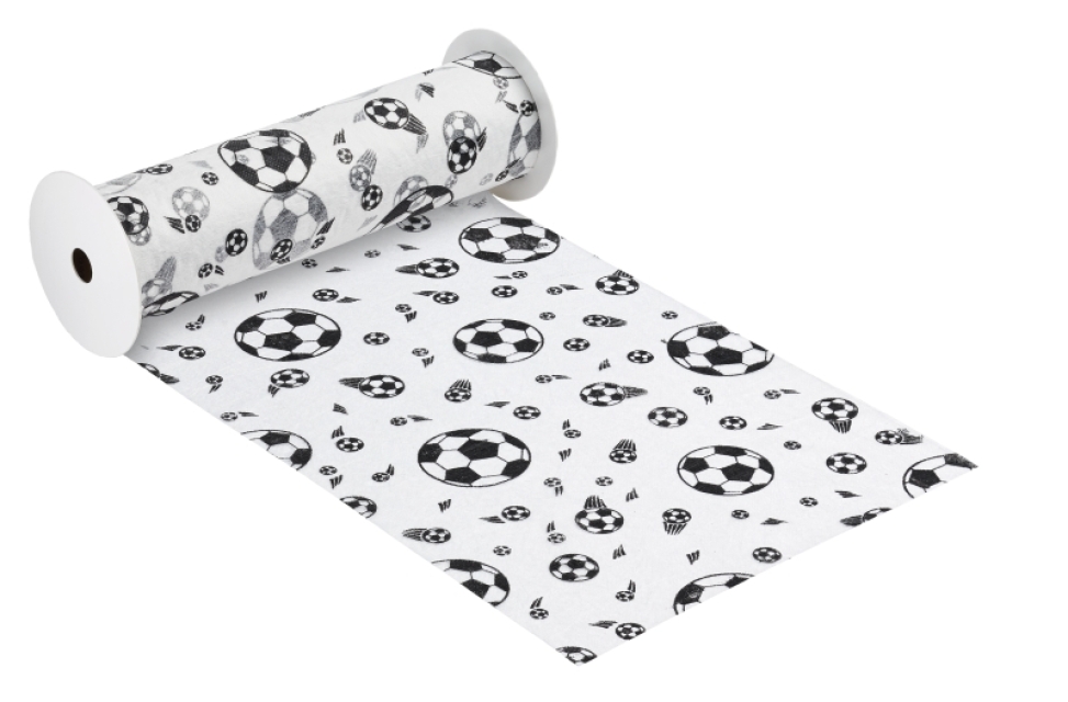 Vlies Fußball 25 cm breit pro Meter weiss