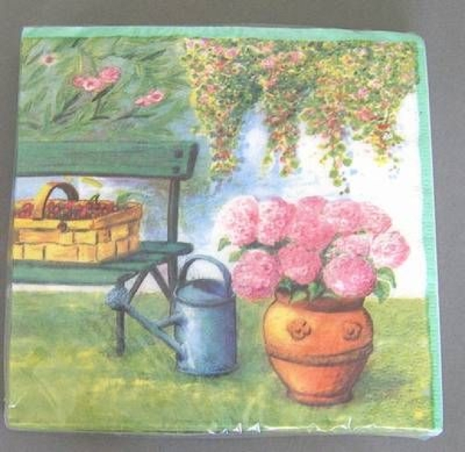 Serviette Gartenbank mit Flair