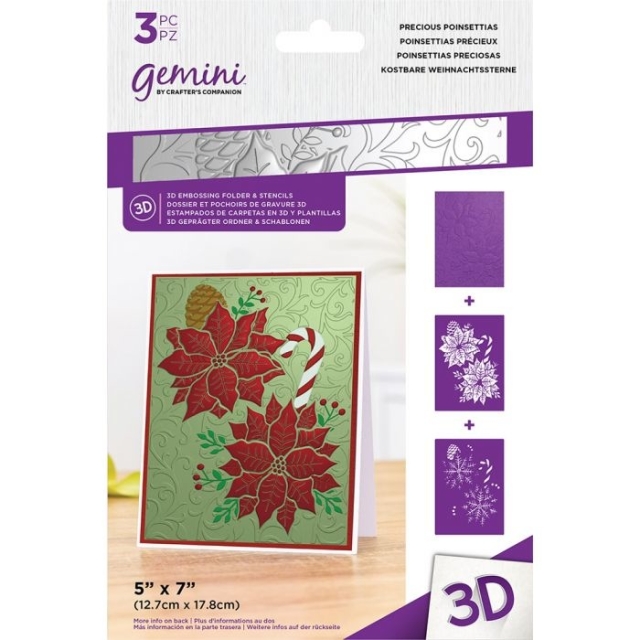 Gemini 3D Embossing Folder & Stencil Prägeschablone & Stencil Precious Poinsettas