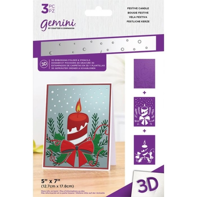 Gemini 3D Embossing Folder & Stencil Prägeschablone & Stencil Festive Candles