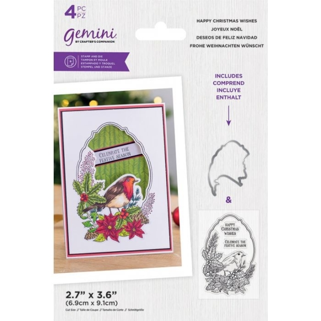 Gemini Stamp & Die Stempel und Stanzschablone Happy Christmas Wishes