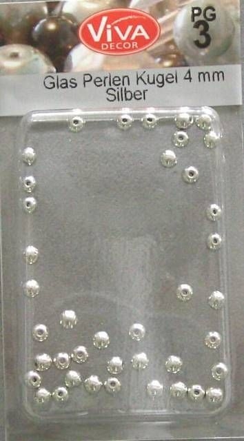 VIVA Glas Perlen Kugeln 4 mm silber 40 Stück