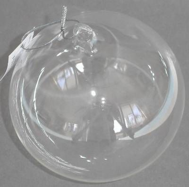 Glaskugel mundgeblasen glasklar mit Öse 08 cm Durchmesser