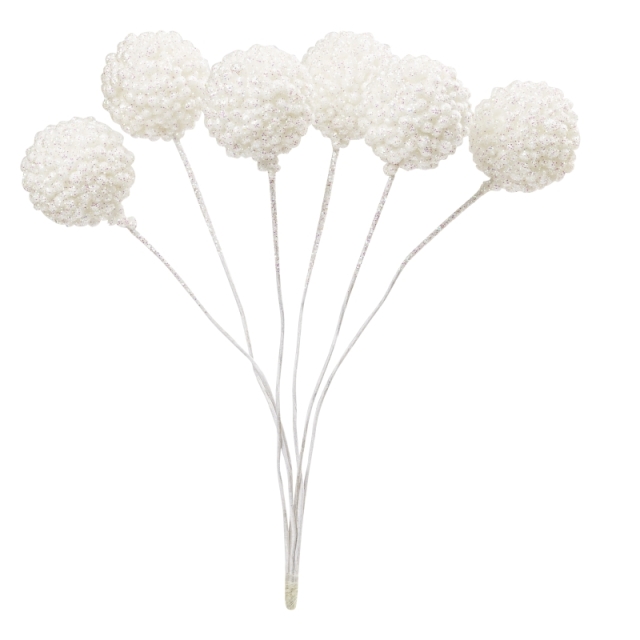 Kugeln weiss mit Glimmer