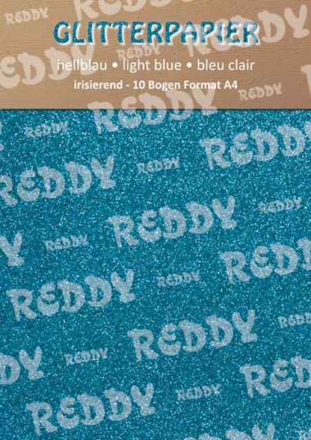 Reddy Cards Glitterpapier irisierend A4 hellblau
