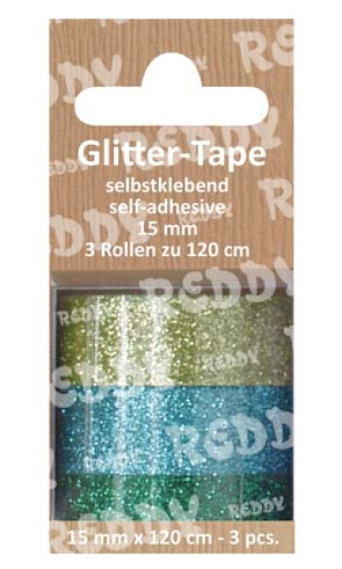 Reddy Cards Glittertape selbstklebend dunkelgrün, hellgrün, türkis