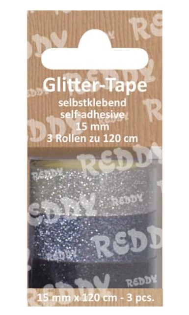 Reddy Cards Glittertape selbstklebend silber, anthrazit, schwarz
