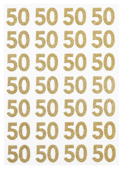 Glitzer-Sticker Jubiläumszahl 50 gold