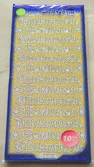 Le Suh Glitzer / Flitter Herzlichen Glückwunsch Gold