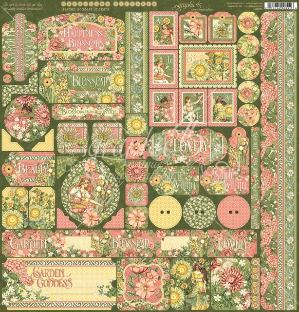 Graphic 45 Garden Goddess 12 x 12 Inch Stickers