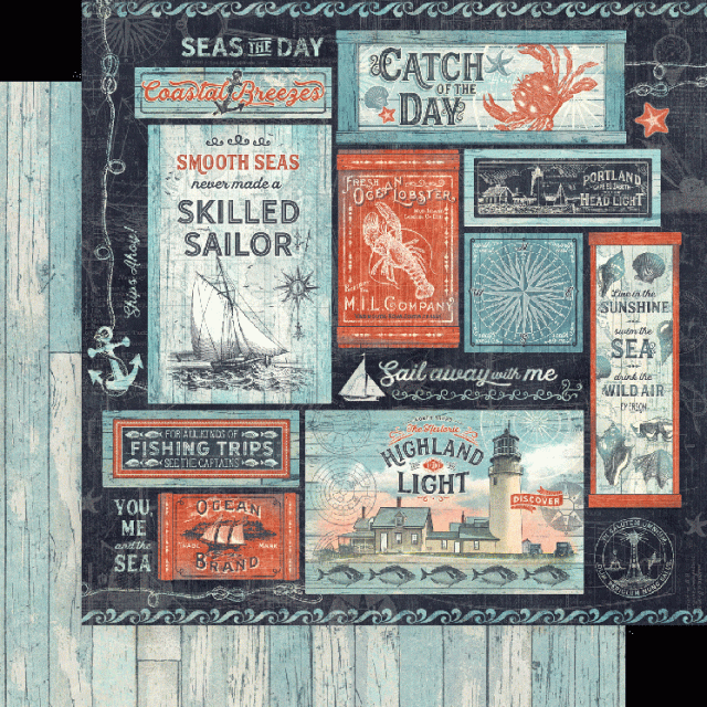 Graphic 45 Catch of the Day 8 x 8 inch Paper Pad