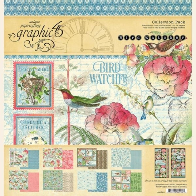 Graphic 45 Bird Watcher 12 x 12 Inch Collection Pad