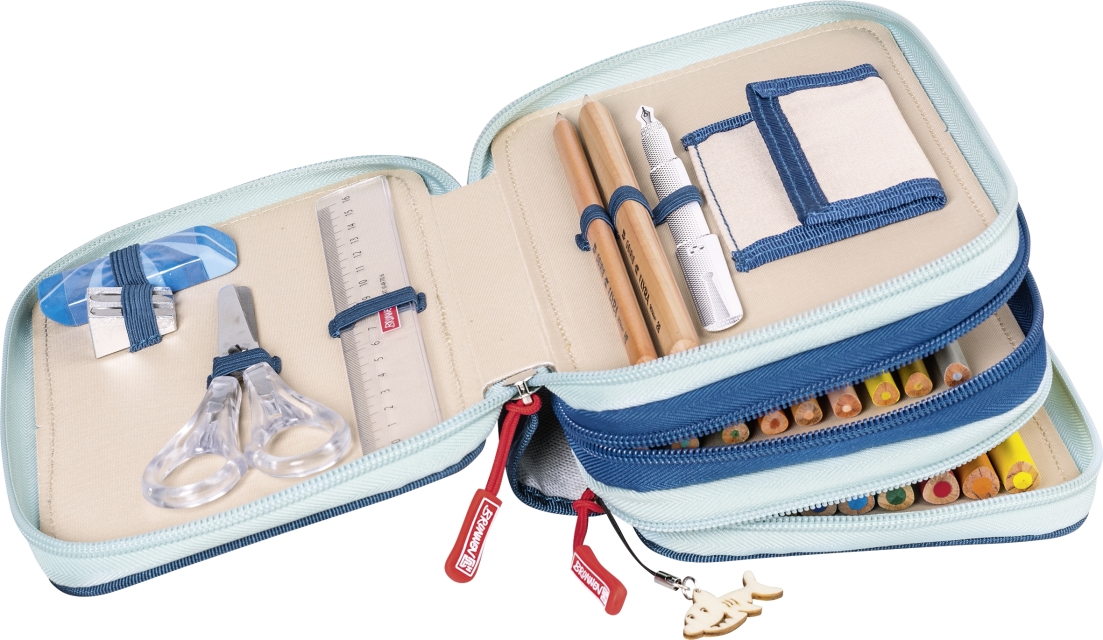 BRUNNEN Schüler-Etui 3 Reißverschlüsse Happy Ocean