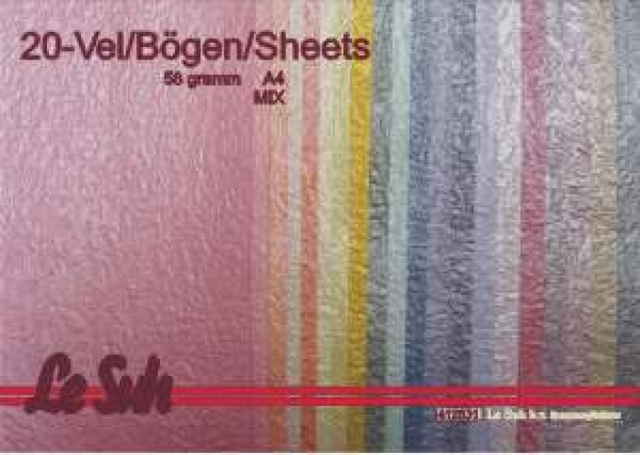 Le Suh Papiere "Kwincle" 58 Gramm 20 Bögen Silvery Pearl farblich sortiert