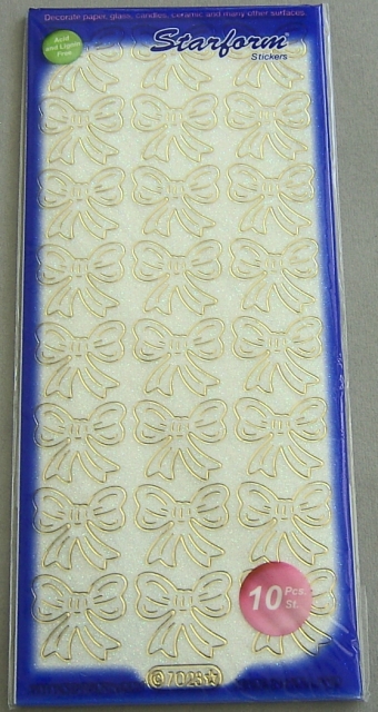 Stickerbogen 10 x 23 cm Aufkleber Flitter Transparent Schleife Gold