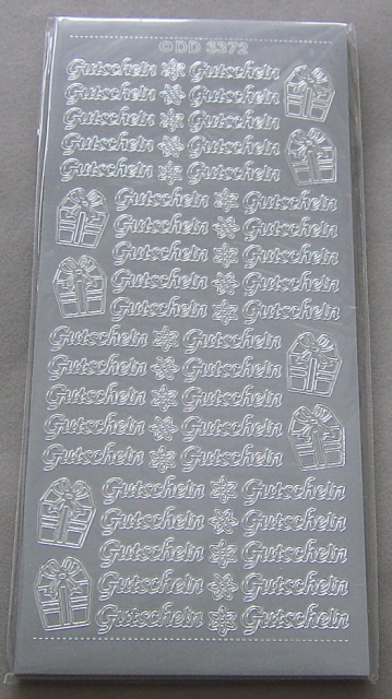 Stickerbogen 10 x 23 cm "Gutschein" silber