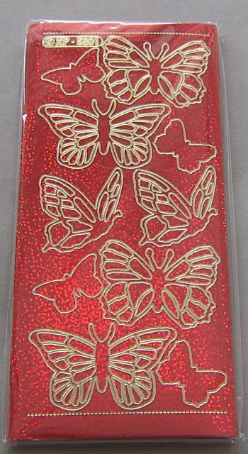 Stickerbogen 10 x 23 cm Schmetterlinge Hologramm rot