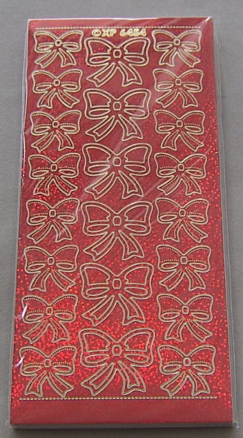 Stickerbogen 10 x 23 cm holografisch Schleifen rot