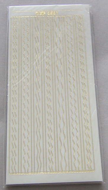 Stickerbogen 10 x 23 cm transparent Bordüren und Wellen gold