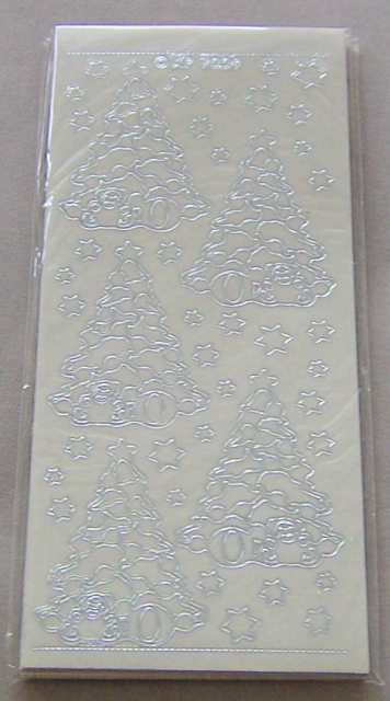 Stickerbogen 10 x 23 cm Aufkleber Transparent Christmas Tree silber