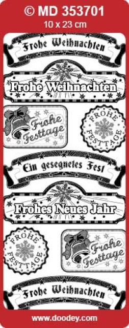 Stickerbogen 10 x 23 cm "Frohe Weihnachten und anderes" gold