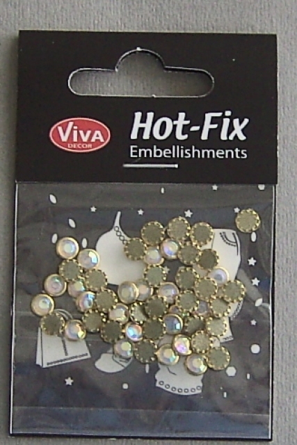 VIVA Decor Hot Fix Steine "transparent irisierend gold-eingefaßt" 5 mm