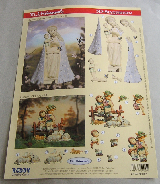 Reddy Cards 3D Stanzbogen Hummel Blumenmadonna mit Kind, Abendlied
