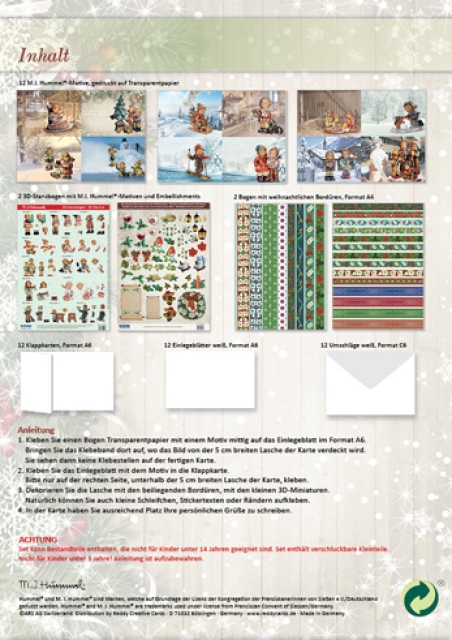 Reddy Cards M.I. Hummelkarten mit Transparentpapier Weihnachten I