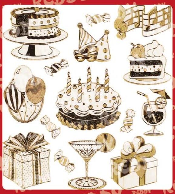 Stickerbogen Jumbo-Grösse transparent gold Geburtstag