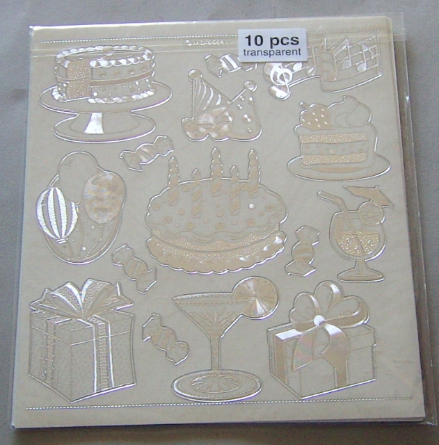 Stickerbogen Jumbo-Grösse transparent silber Geburtstag