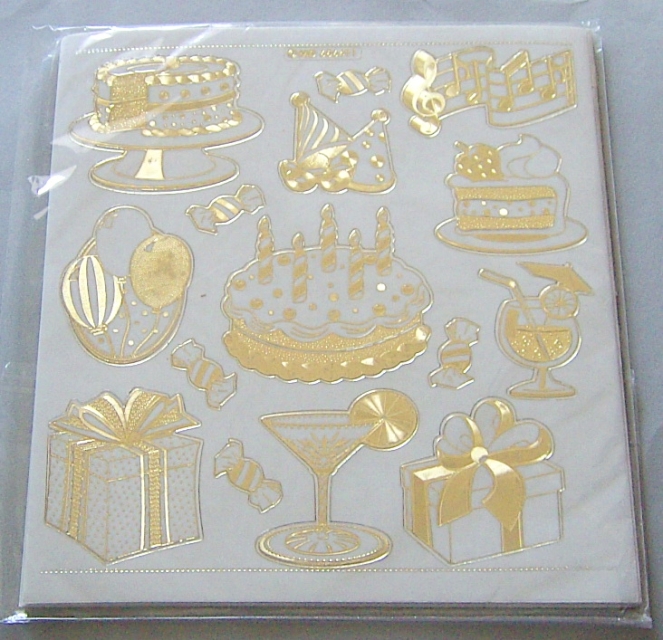 Stickerbogen Jumbo-Grösse transparent gold Geburtstag
