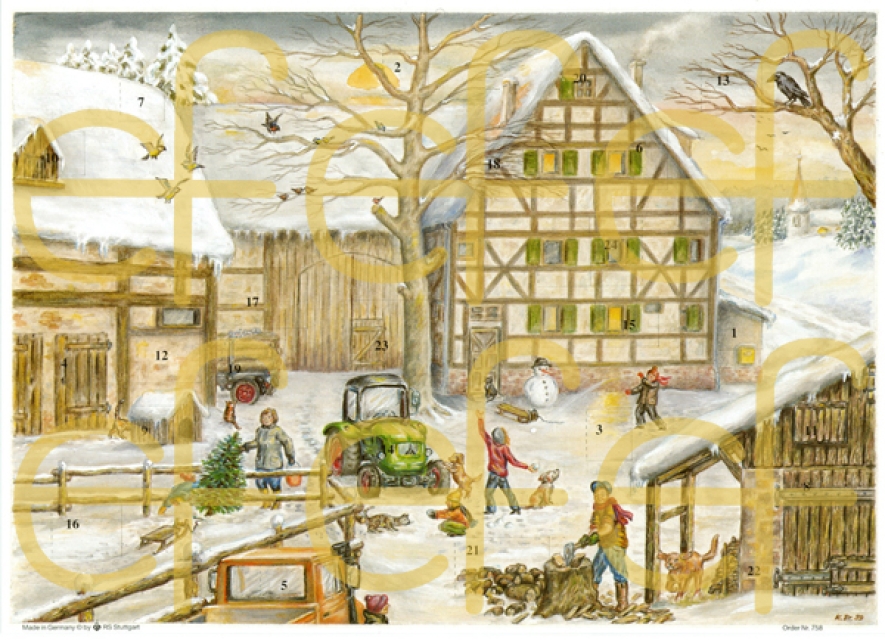 Adventskalender-Karte "Bauernhof"