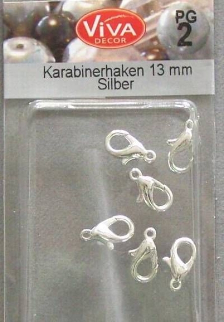 VIVA Karabinerhaken 13 mm 6 Stück silber