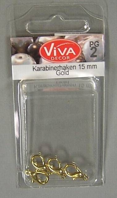 VIVA Karabinerhaken 15 mm 4 Stück gold