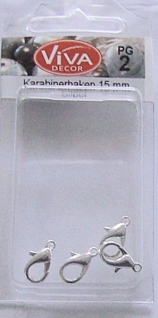 VIVA Karabinerhaken 15 mm 4 Stück silber