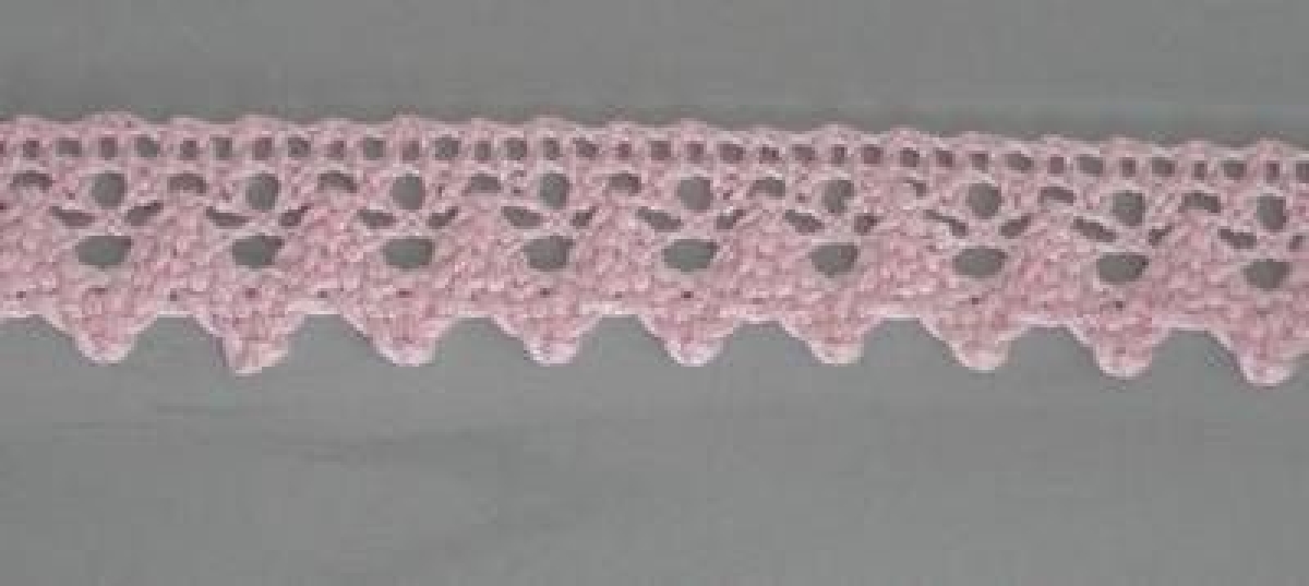 Klöppelspitze 100 % Baumwolle je Meter 20 mm breit rosé