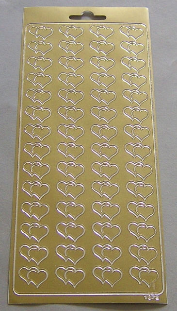 Stickerbogen 10 x 23 cm Doppelherzen gold