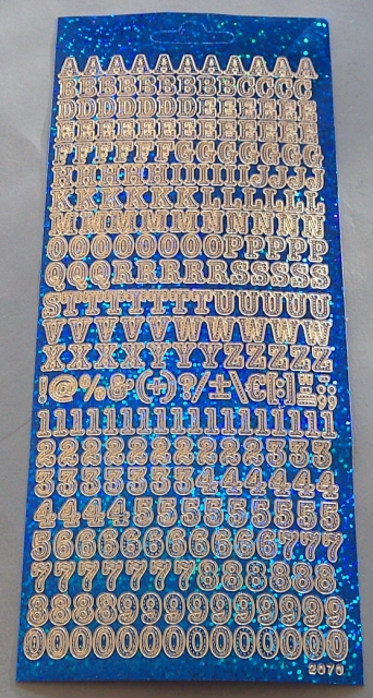 Stickerbogen 10 x 23 cm Alphabet und Zahlen blau