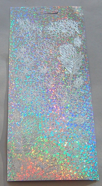 Stickerbogen 10 x 23 cm Design Sticker Blumen silber
