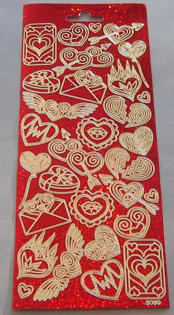 Stickerbogen 10 x 23 cm Design Sticker Herzen rot