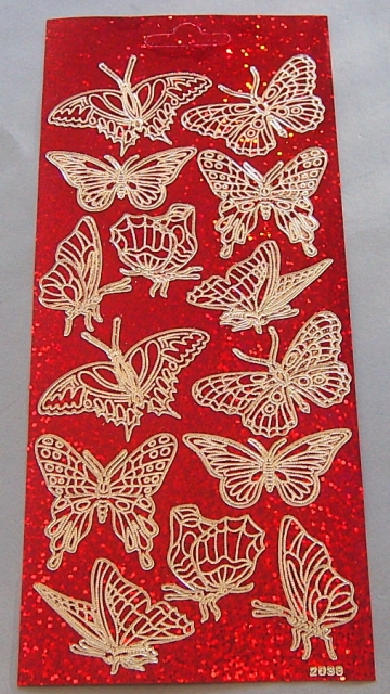 Stickerbogen 10 x 23 cm Design Sticker Schmetterlinge rot