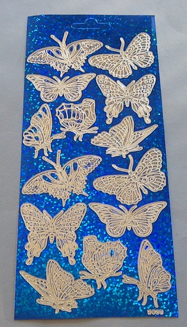 Stickerbogen 10 x 23 cm Design Sticker Schmetterlinge blau