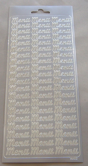 Stickerbogen 10 x 23 cm Ziersticker Menü silber