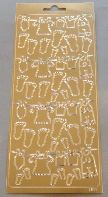 Stickerbogen 10 x 23 cm Ziersticker Baby gold