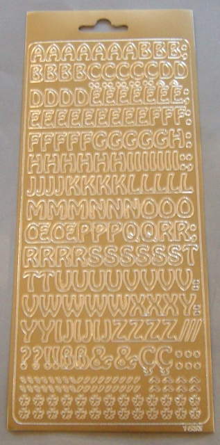 Stickerbogen 10 x 23 cm Ziersticker Alphabet gold